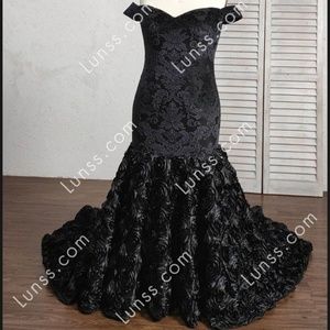 Black off shoulder wedding dress